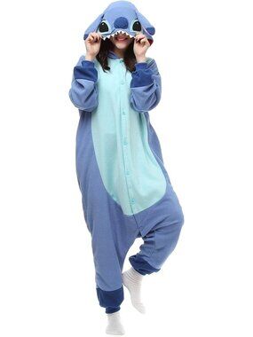 Stitch Blue Animal Union Suit Halloween Cosplay Costume Adult Pajamas Unisex SM